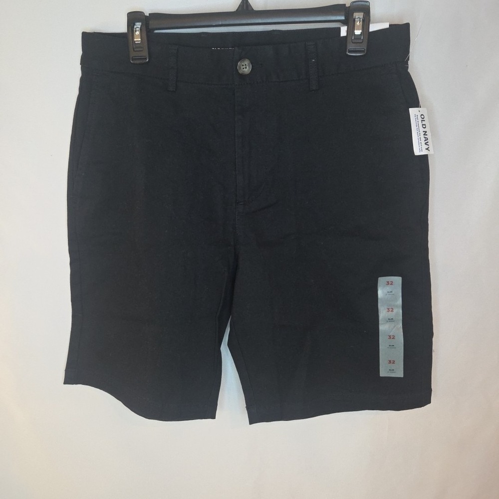 Old Navy Mens Black 32 Waist Slim Flex 9" Inseam Shorts